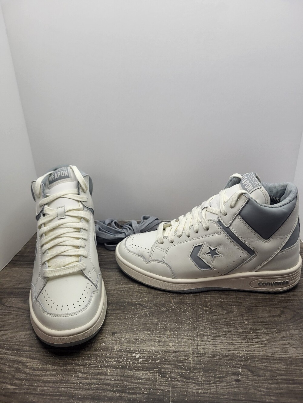 Converse Weapon White Ash Grey Old Money A04397C Larry Bird Mens Size 8.5 New